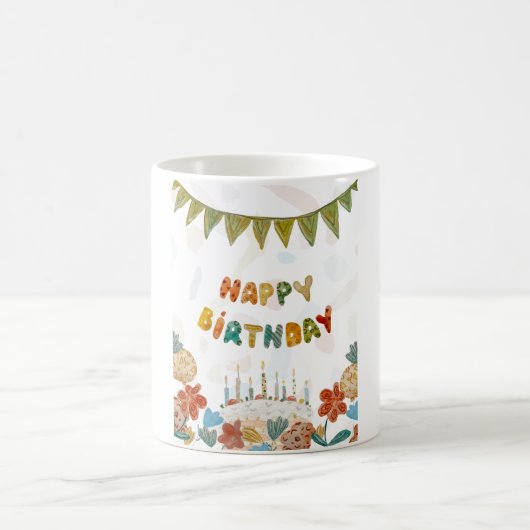 Mug Joyeuse fleur de gâteau d'anniversaire mignon colo (Centre)