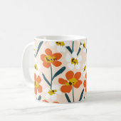 Mug Joyeuse fleur sèche peinte fleurit sans couture mo (Devant gauche)