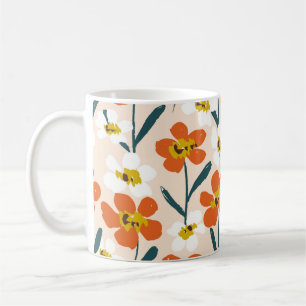 Mug Joyeuse fleur sèche peinte fleurit sans couture mo