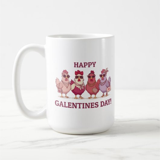 Mug Joyeuse Galentines Day Chicken Squad Mignonnes Pou (Gauche)