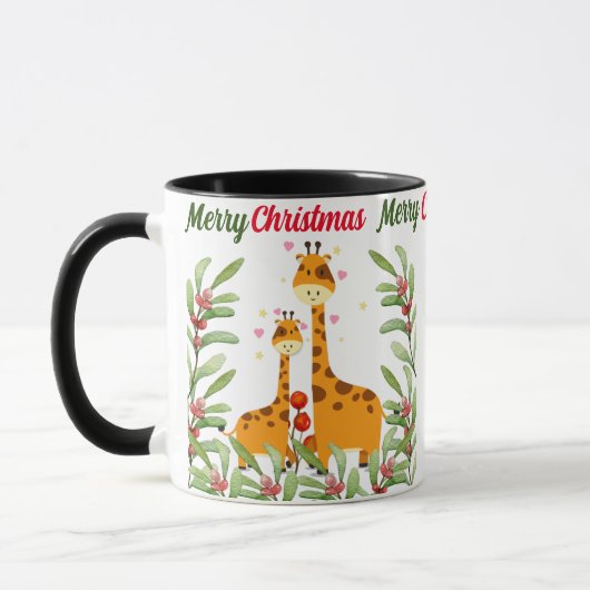 Mug Joyeuse Giraffe de Noël dans la jungle (Gauche)