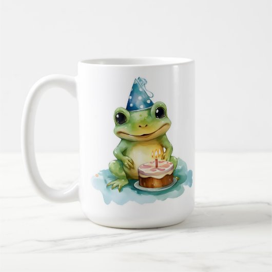 Mug Joyeuse grenouille mignonne d'anniversaire (Gauche)