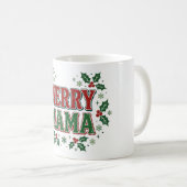 Mug Joyeuse Maman Rétro Noël Conception de houx (Devant droit)