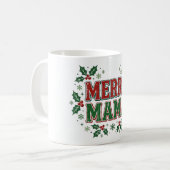 Mug Joyeuse Maman Rétro Noël Conception de houx (Devant gauche)