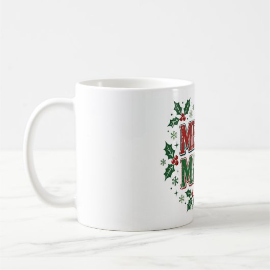 Mug Joyeuse Maman Rétro Noël Conception de houx (Gauche)