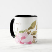 Mug Joyeuse mariée Mariage de Florals d'aquarelle (Devant gauche)