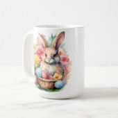 Mug Joyeuse peinture d'aquarelle de lapin de Pâques (Devant gauche)