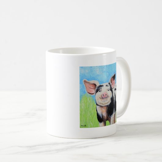 Mug Joyeuse peinture de petit cochon (Devant droit)