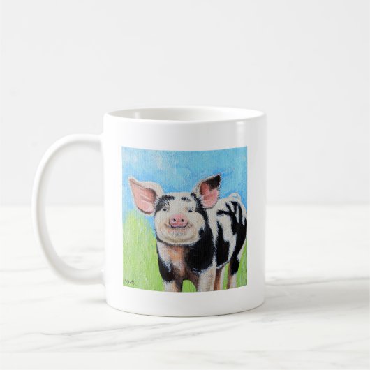 Mug Joyeuse peinture de petit cochon (Gauche)