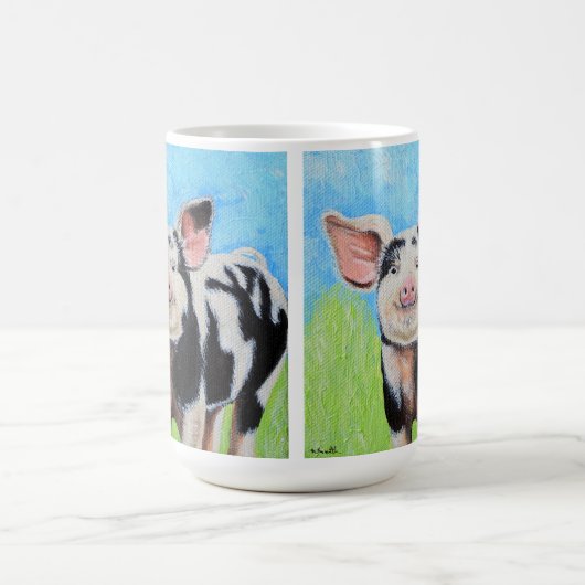 Mug Joyeuse peinture de petit cochon (Centre)