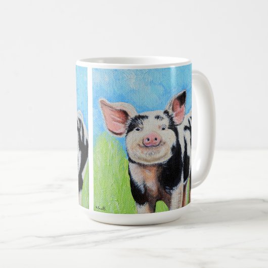 Mug Joyeuse peinture de petit cochon (Devant droit)
