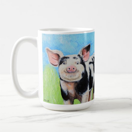 Mug Joyeuse peinture de petit cochon (Gauche)