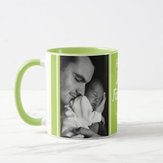 Mug Joyeuse première Fête des pères 2 Photo Lime Green (Gauche)