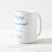 Mug Joyeuse retraite bleue années de service nom paste (Devant droit)