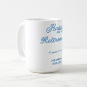 Mug Joyeuse retraite bleue années de service nom paste (Devant gauche)