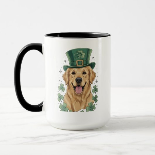 Mug Joyeuse Saint-Patrick à Golden Retriever (Gauche)