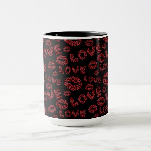 Mug Joyeuse Saint-Valentin Amour Élégant Rouge & Noir (Centre)