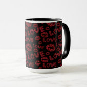 Mug Joyeuse Saint-Valentin Amour Élégant Rouge & Noir (Devant droit)