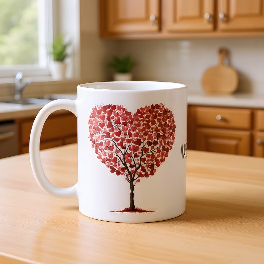 Mug Joyeuse Saint-Valentin Arbre à coeurs rouges