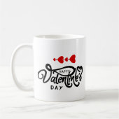 Mug Joyeuse Saint-Valentin calligraphie Cœurs Rouges F (Gauche)