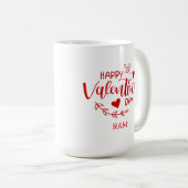 Mug Joyeuse Saint-Valentin cœur rouge (Devant droit)