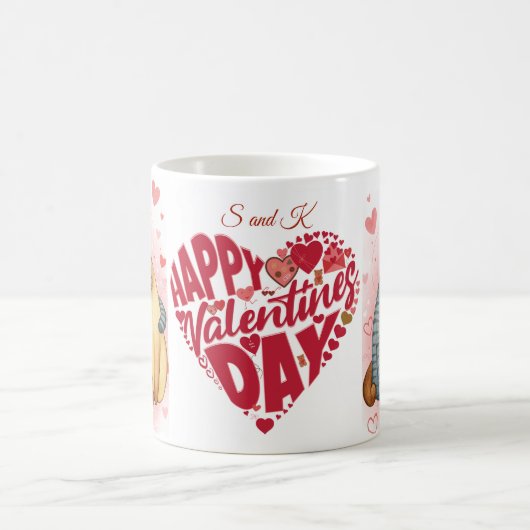 Mug Joyeuse Saint-Valentin Cœur Rouge et Nom (Centre)