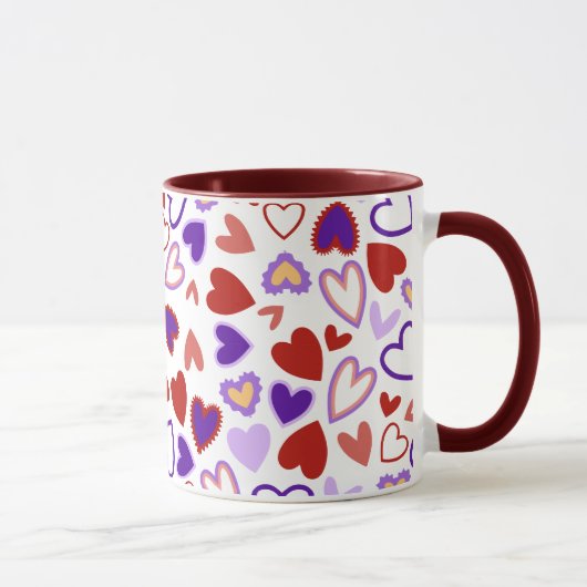 Mug Joyeuse Saint Valentin cœurs rouges roses bleus ro (Droite)