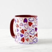 Mug Joyeuse Saint Valentin cœurs rouges roses bleus ro (Devant gauche)