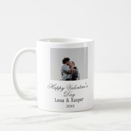 Mug Joyeuse Saint-Valentin couple photo moderne simple (Gauche)