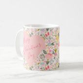 Mug Joyeuse Saint-Valentin écriture joli cœur rose (Devant gauche)