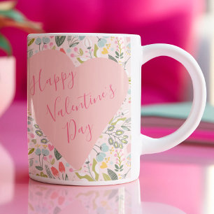 Mug Joyeuse Saint-Valentin écriture joli cœur rose
