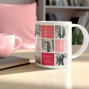Mug Joyeuse Saint-Valentin Grille de photos pour coupl