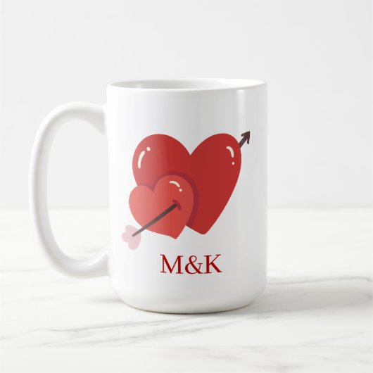 Mug Joyeuse Saint-Valentin jolis cœurs d'amour monogra (Gauche)