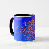 Mug Joyeuse Saint-Valentin lettrage cœur bleu (Devant gauche)