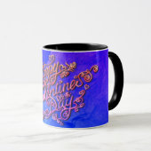 Mug Joyeuse Saint-Valentin lettrage cœur bleu (Devant droit)
