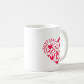 Mug Joyeuse Saint-Valentin lettrage en forme de cœur (Devant droit)