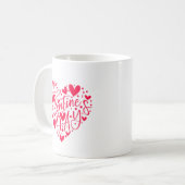 Mug Joyeuse Saint-Valentin lettrage en forme de cœur (Devant gauche)