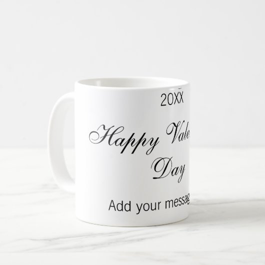 Mug Joyeuse Saint-Valentin nom date message simple élé (Devant gauche)