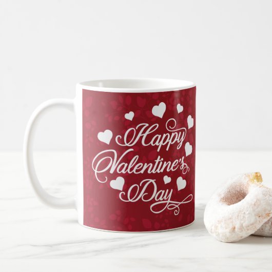 Mug Joyeuse Saint-Valentin Rouge Pailleté Élégant (Avec donut)
