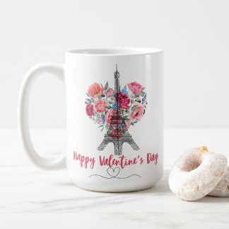 Mug Joyeuse Saint Valentin|Tour Eiffel|Coeur des fleur