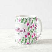 Mug Joyeuse Saint-Valentin Tulipes roses (Devant droit)
