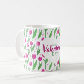 Mug Joyeuse Saint-Valentin Tulipes roses (Devant gauche)