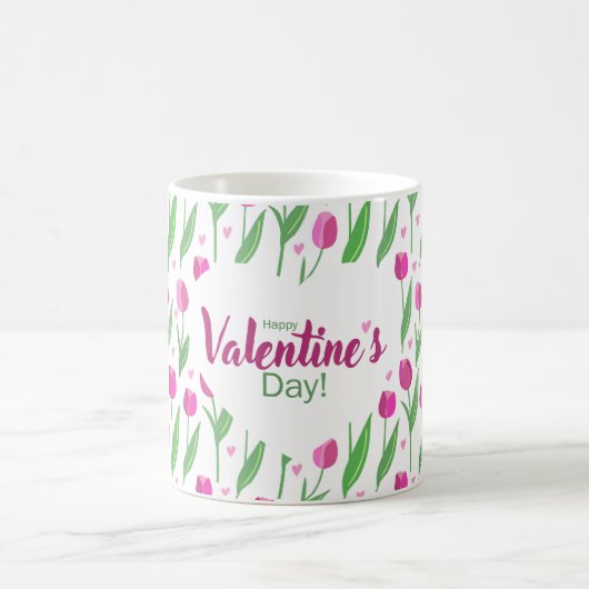 Mug Joyeuse Saint-Valentin Tulipes roses (Centre)