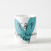 Mug Joyeuse Saint-Valentin turquoise cœur nom lettre  (Centre)