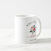 Mug Joyeuse soeur de Noël | Jolie aquarelle florale (Devant droit)