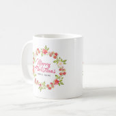 Mug Joyeuse typographie de Noël et couronne rouge (Devant gauche)