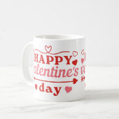 Mug Joyeuse Valentines citation du jour avec les coeur (Devant gauche)