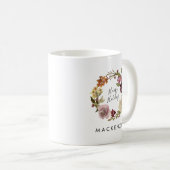 Mug Joyeuses Fêtes Couronne Florale Aquarelle Nom (Devant droit)