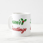 Mug Joyeuses Fêtes Holly demi-écriture de Noël (Devant gauche)