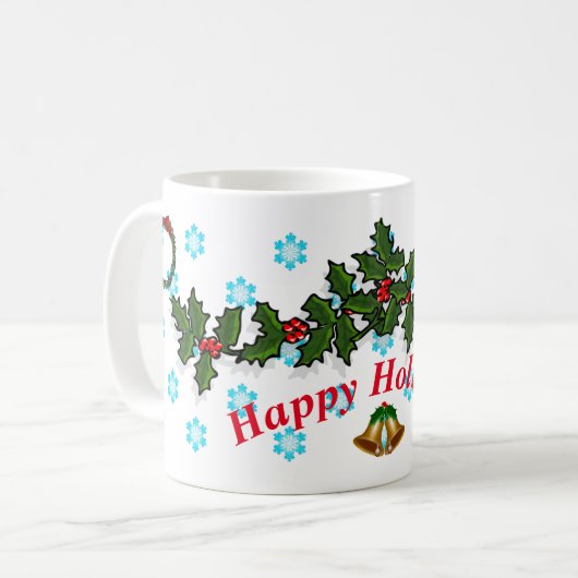 Mug Joyeuses fêtes Holly Leaf 2017 (Devant gauche)